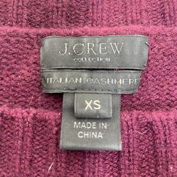 J Crew Collection Italian Cashmere Maroon 3/4 Sleeve Women's Pullover Sweater XS - Picture 3 of 7